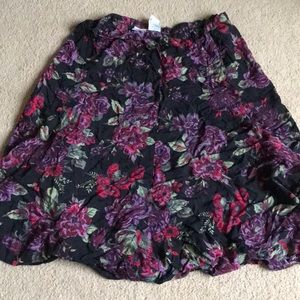 I have a purple and black floral skirt.